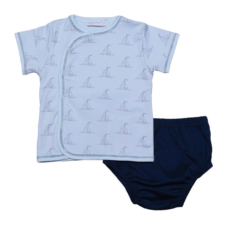 Blue sail boat set