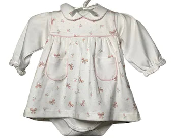 Bows Print Pima Cotton Girl Dress Set